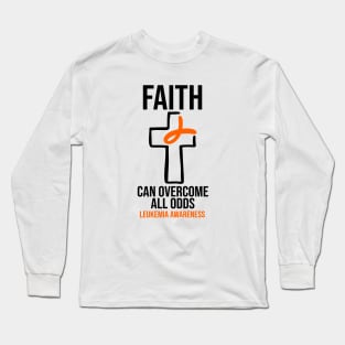 Leukemia Awareness - Faith Can Overcome All Odds Long Sleeve T-Shirt
